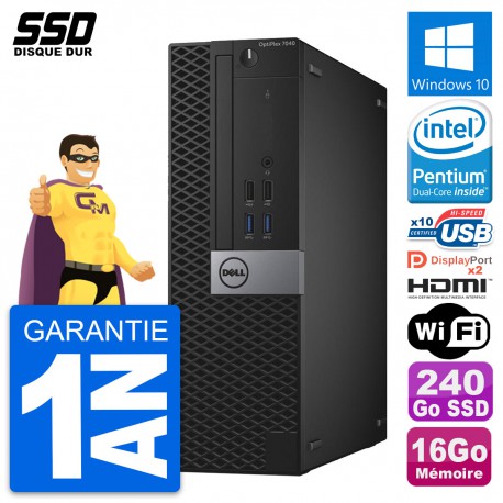PC Dell OptiPlex 7040 SFF Intel G4400 RAM 16Go SSD 240Go HDMI Windows 10 Wifi