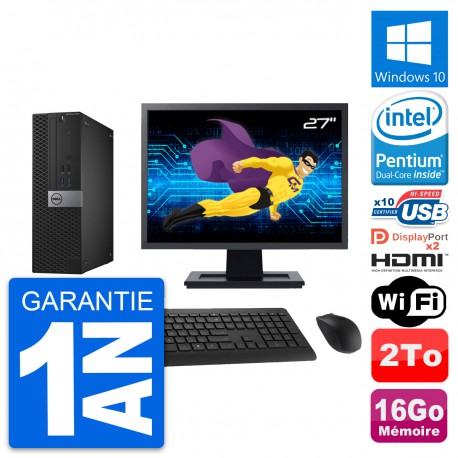 PC Dell 7040 SFF Ecran 27" Intel G4400 RAM 16Go Disque 2To HDMI Windows 10 Wifi
