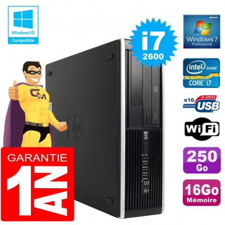 PC HP Compaq 8300 SFF Core I7-2600 Ram 16Go Disque 250 Go Graveur DVD Wifi W7