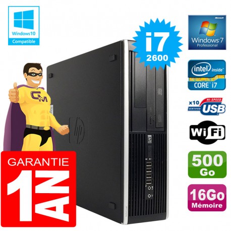 PC HP Compaq 8300 SFF Core I7-2600 Ram 16Go Disque 500 Go Graveur DVD Wifi W7