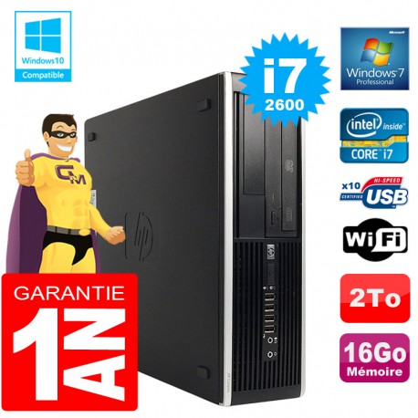 PC HP Compaq 8300 SFF Core I7-2600 Ram 16Go Disque 2 To Graveur DVD Wifi W7