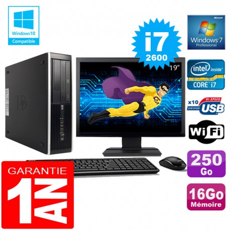 PC HP Compaq 8300 SFF Core I7-2600 Ram 16Go Disque 250 Go Wifi W7 Ecran 19"