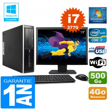 PC HP Compaq 8300 SFF Core I7-3770 Ram 4Go Disque 500 Go Wifi W7 Ecran 19"