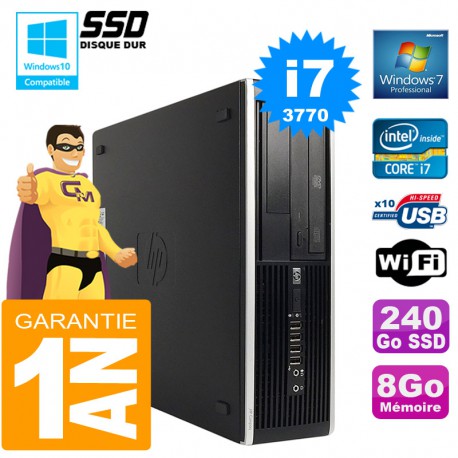 PC HP Compaq 8300 SFF Core I7-3770 Ram 8Go Disque 240 Go SSD Graveur DVD Wifi W7