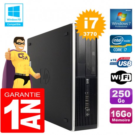 PC HP Compaq 8300 SFF Core I7-3770 Ram 16Go Disque 250 Go Graveur DVD Wifi W7