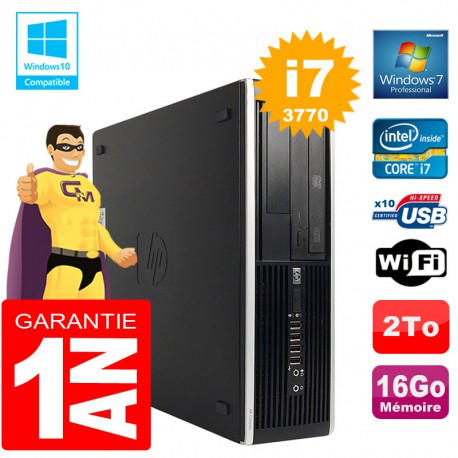 PC HP Compaq 8300 SFF Core I7-3770 Ram 16Go Disque 2 To Graveur DVD Wifi W7