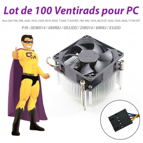 Lot x100 Ventirads Dell 0DW014 089R8J 0X3JDD 990 T1600 MT 9010 DT 9020 T1700 SFF