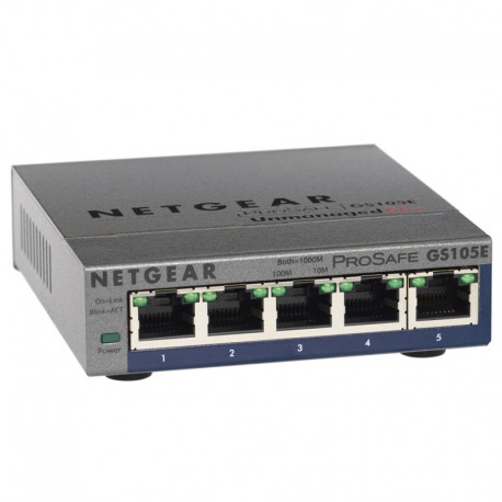 Switch NETGEAR ProSafe GS105E 272-10813-05 5x RJ-45 10/100/1000Mbps Gigabit LAN