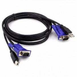 Câble adaptateur KVM D-Link VGA Mâle + USB-A vers VGA Mâle + USB-B 1.8m Noir