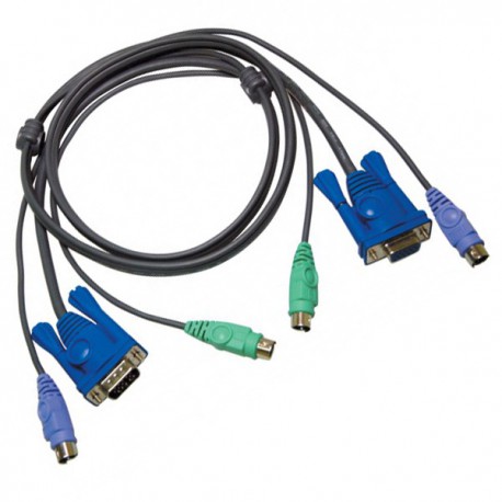 Câble KVM ATEN 2L-5002P/C VGA Mâle + PS/2 Mâle vers VGA Femelle + PS/2 Mâle 1.8m