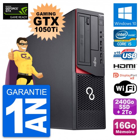 PC Fujitsu E920 DT Gaming GTX 1050Ti i5-4570 RAM 16Go 240Go SSD + 2To W10