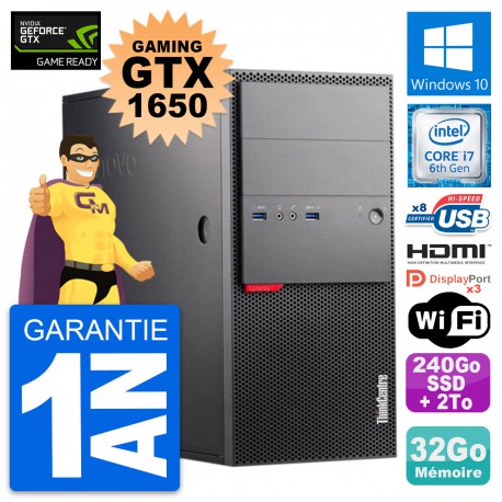 PC Tour Lenovo M900 Gaming GTX 1650 i7-6700 RAM 32Go 240Go SSD + 2To Windows 10