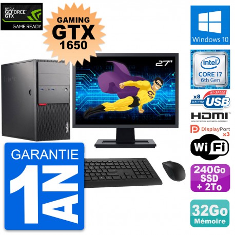PC Tour Lenovo M900 Gaming GTX 1650 i7-6700 RAM 32Go 240Go SSD + 2To Windows 10