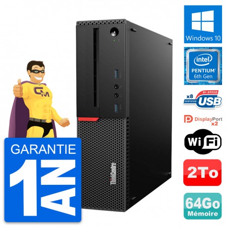 PC Lenovo ThinkCentre M800 SFF Intel G4400 RAM 64Go Disque 2To Windows 10 Wifi