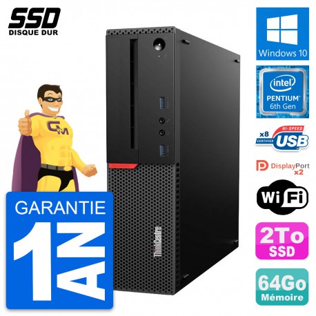 PC Lenovo ThinkCentre M800 SFF Intel G4400 RAM 64Go SSD 2To Windows 10 Wifi
