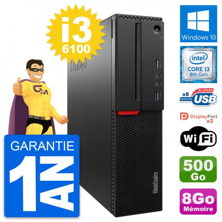PC Lenovo ThinkCentre M800 SFF Core i3-6100 RAM 8Go Disque 500Go Windows 10 Wifi