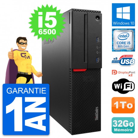 PC Lenovo ThinkCentre M800 SFF Intel i5-6500 RAM 32Go Disque 1To Windows 10 Wifi