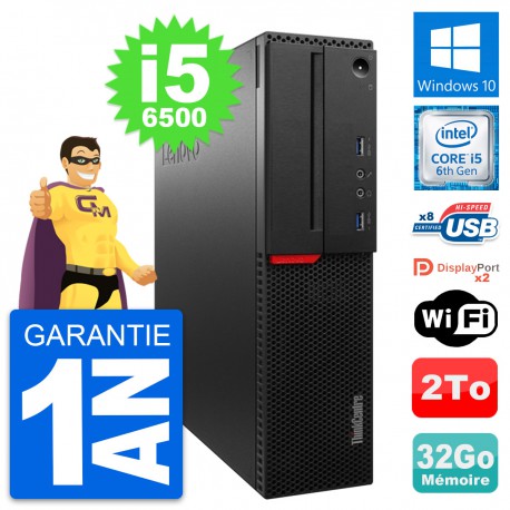 PC Lenovo ThinkCentre M800 SFF Intel i5-6500 RAM 32Go Disque 2To Windows 10 Wifi