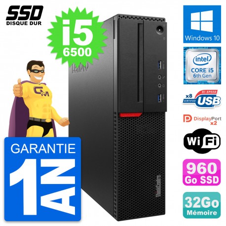 PC Lenovo ThinkCentre M800 SFF Intel i5-6500 RAM 32Go SSD 960Go Windows 10 Wifi