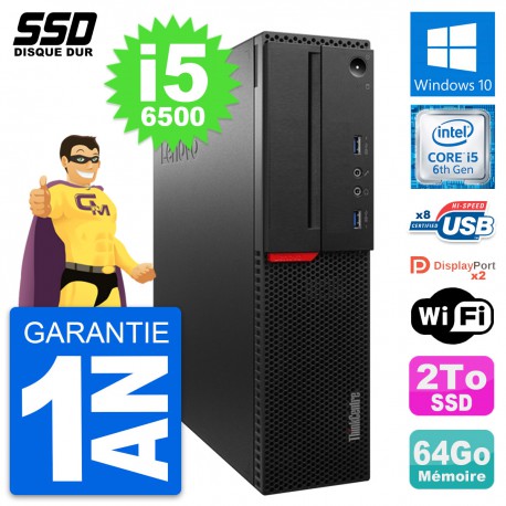 PC Lenovo ThinkCentre M800 SFF Intel i5-6500 RAM 64Go SSD 2To Windows 10 Wifi