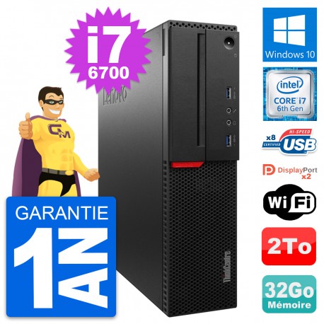 PC Lenovo ThinkCentre M800 SFF Intel i7-6700 RAM 32Go Disque 2To Windows 10 Wifi