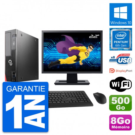 PC Fujitsu D556 DT Ecran 22" Intel G4400 RAM 8Go Disque 500Go Windows 10 Wifi
