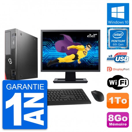 PC Fujitsu D556 DT Ecran 22" Intel G4400 RAM 8Go Disque Dur 1To Windows 10 Wifi