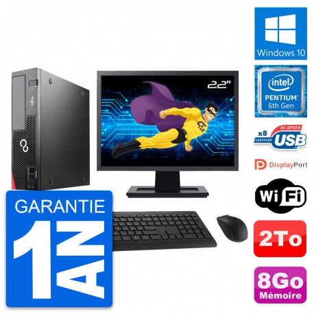 PC Fujitsu D556 DT Ecran 22" Intel G4400 RAM 8Go Disque Dur 2To Windows 10 Wifi
