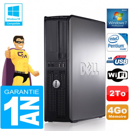 PC DELL 780 DT Intel E5300 Ram 4Go Disque 2 To Graveur DVD Wifi W7