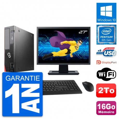 PC Fujitsu D556 DT Ecran 27" Intel G4400 RAM 16Go Disque Dur 2To Windows 10 Wifi