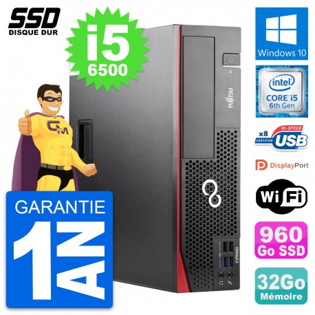 PC Fujitsu Esprimo D556 DT Intel Core i5-6500 RAM 32Go SSD 960Go Windows 10 Wifi