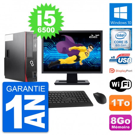 PC Fujitsu D556 DT Ecran 22" Intel i5-6500 RAM 8Go Disque 1To Windows 10 Wifi