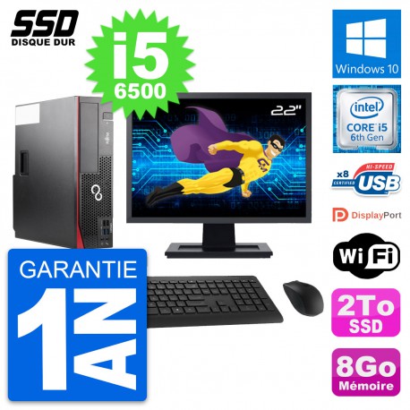 PC Fujitsu D556 DT Ecran 22" Intel Core i5-6500 RAM 8Go SSD 2To Windows 10 Wifi