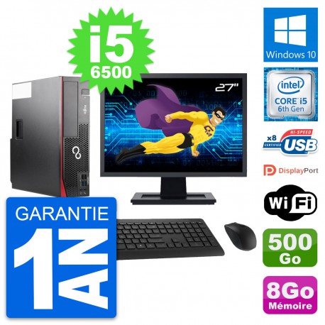 PC Fujitsu D556 DT Ecran 27" Intel i5-6500 RAM 8Go Disque 500Go Windows 10 Wifi
