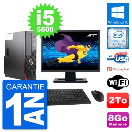 PC Fujitsu D556 DT Ecran 27" Intel i5-6500 RAM 8Go Disque 2To Windows 10 Wifi