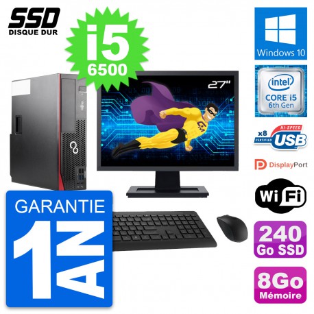 PC Fujitsu D556 DT Ecran 27" Intel i5-6500 RAM 8Go SSD 240Go Windows 10 Wifi