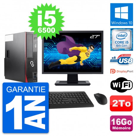 PC Fujitsu D556 DT Ecran 27" Intel i5-6500 RAM 16Go Disque 2To Windows 10 Wifi