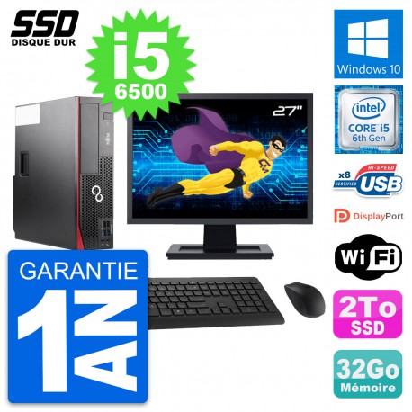 PC Fujitsu D556 DT Ecran 27" Intel Core i5-6500 RAM 32Go SSD 2To Windows 10 Wifi