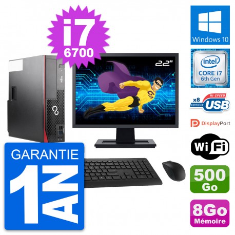 PC Fujitsu D556 DT Ecran 22" Intel i7-6700 RAM 8Go Disque 500Go Windows 10 Wifi