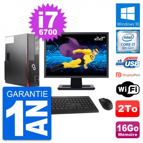 PC Fujitsu D556 DT Ecran 22" Intel i7-6700 RAM 16Go Disque 2To Windows 10 Wifi