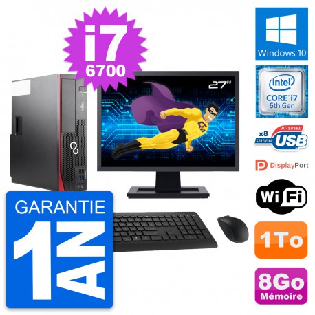 PC Fujitsu D556 DT Ecran 27" Intel i7-6700 RAM 8Go Disque 1To Windows 10 Wifi