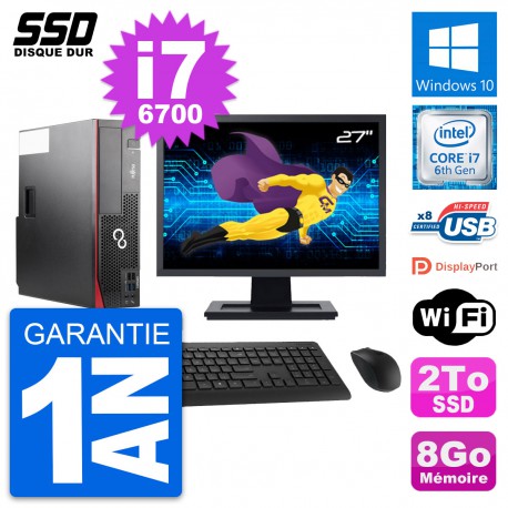 PC Fujitsu D556 DT Ecran 27" Intel Core i7-6700 RAM 8Go SSD 2To Windows 10 Wifi