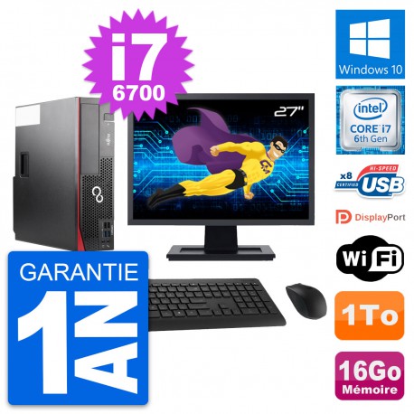 PC Fujitsu D556 DT Ecran 27" Intel i7-6700 RAM 16Go Disque 1To Windows 10 Wifi