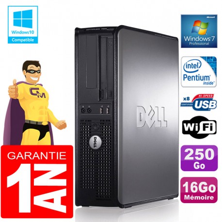 PC DELL 780 DT Intel E5300 Ram 16Go Disque 250 Go Graveur DVD Wifi W7