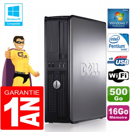 PC DELL 780 DT Intel E5300 Ram 16Go Disque 500 Go Graveur DVD Wifi W7