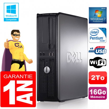 PC DELL 780 DT Intel E5300 Ram 16Go Disque 2 To Graveur DVD Wifi W7