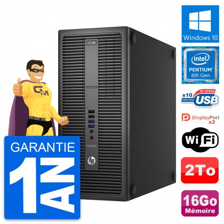 PC Tour HP EliteDesk 800 G2 Intel G4400 RAM 16Go Disque Dur 2To Windows 10 Wifi