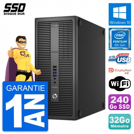 PC Tour HP EliteDesk 800 G2 Intel G4400 RAM 32Go SSD 240Go Windows 10 Wifi