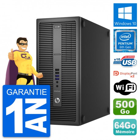 PC Tour HP EliteDesk 800 G2 Intel G4400 RAM 64Go Disque 500Go Windows 10 Wifi