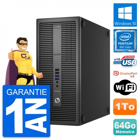 PC Tour HP EliteDesk 800 G2 Intel G4400 RAM 64Go Disque Dur 1To Windows 10 Wifi